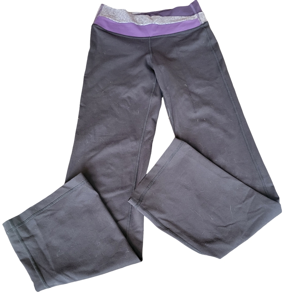 Lululemon  Black Yoga Pants with Purple Waistband